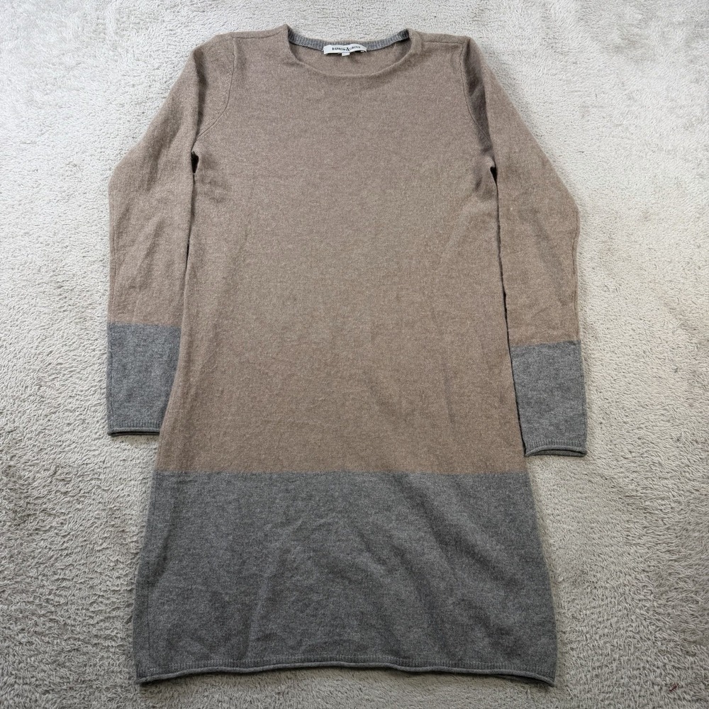 Barrow & Grove Sweater Dress Womens XS Brown Grey 100% Cashmere Colorblock Soft